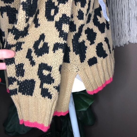 NWT Arizona Jean Co Leopard Pink Acrylic Sweater - Picture 5 of 9